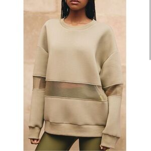 Anthropologie Olive Sweatshirt with Sheer Panel